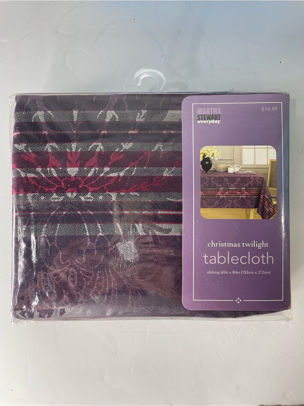 Martha Stewart Christmas Twilight Tablecloth Oblong 60x84” NIP Purple 2005 Vtg